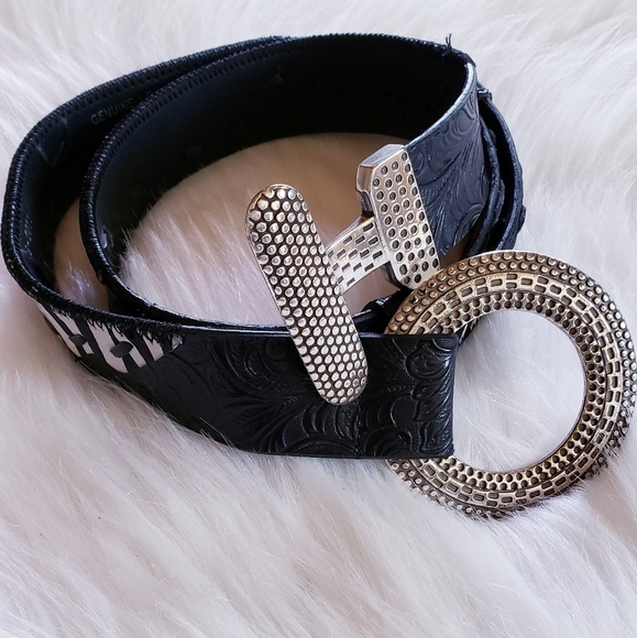 Genuine Leather Zebra Pattern Western Belt Silver - Picture 8 of 8